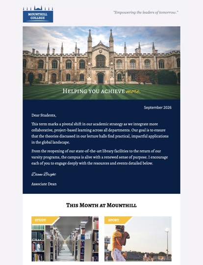 University Newsletter Newsletter Vorlage