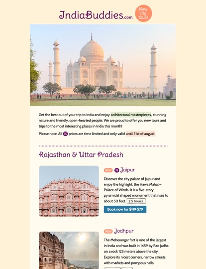 Travel City Tours Newsletter Vorlage