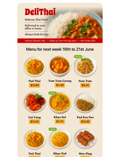 Office Food Delivery Newsletter Vorlage
