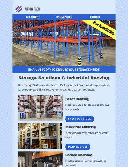 Industrial Shelving Newsletter Vorlage