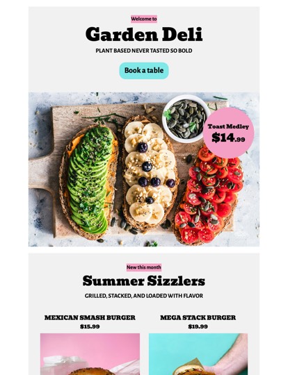 Vegan Restaurant Newsletter Vorlage