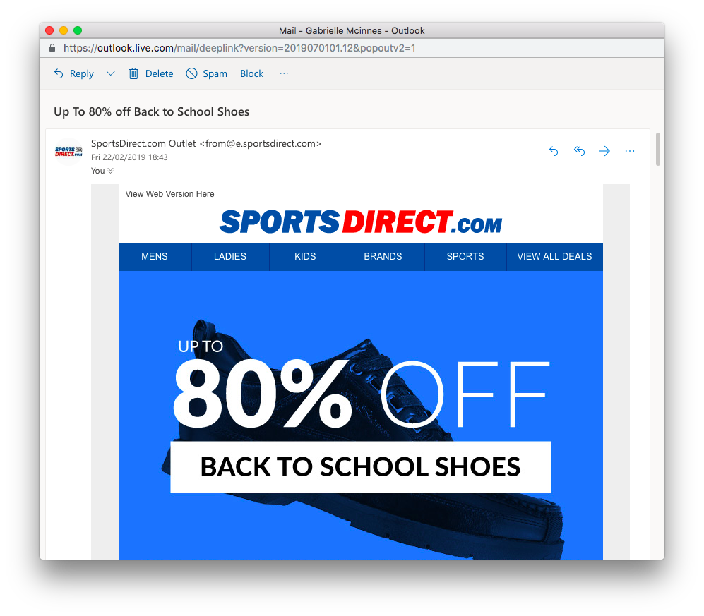 Sports Direct email design