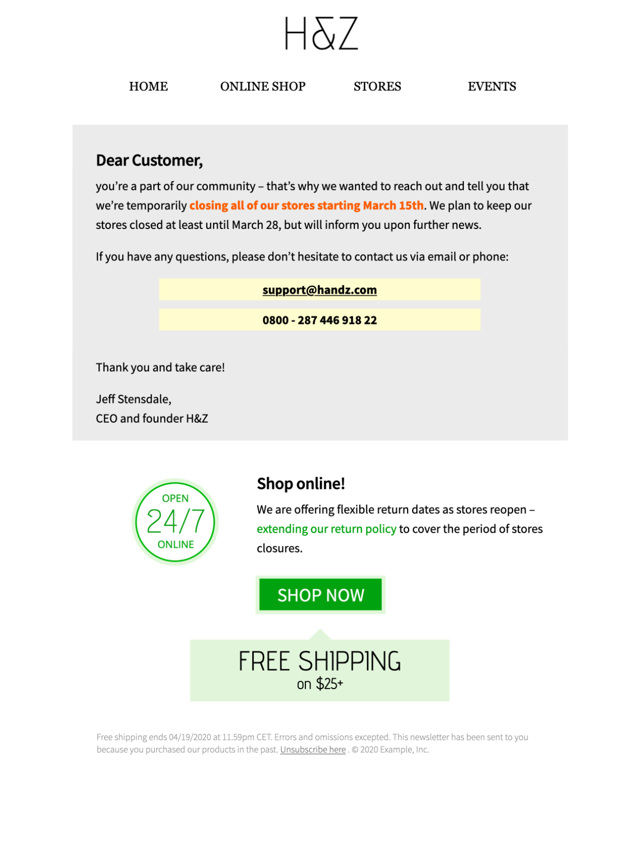 Customer Communication HTML email template for customer communication