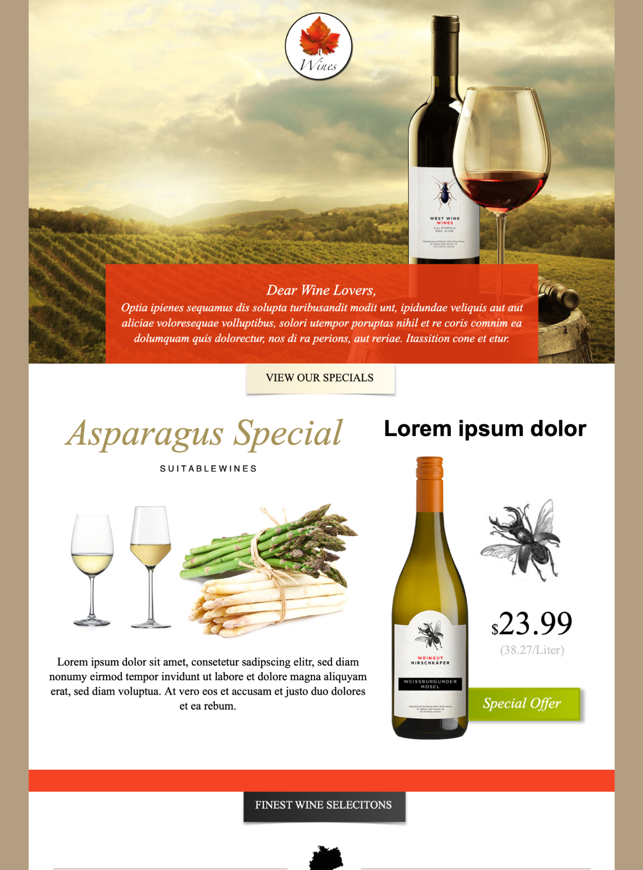 Food & Wine HTML email templates for restaurants and food industry