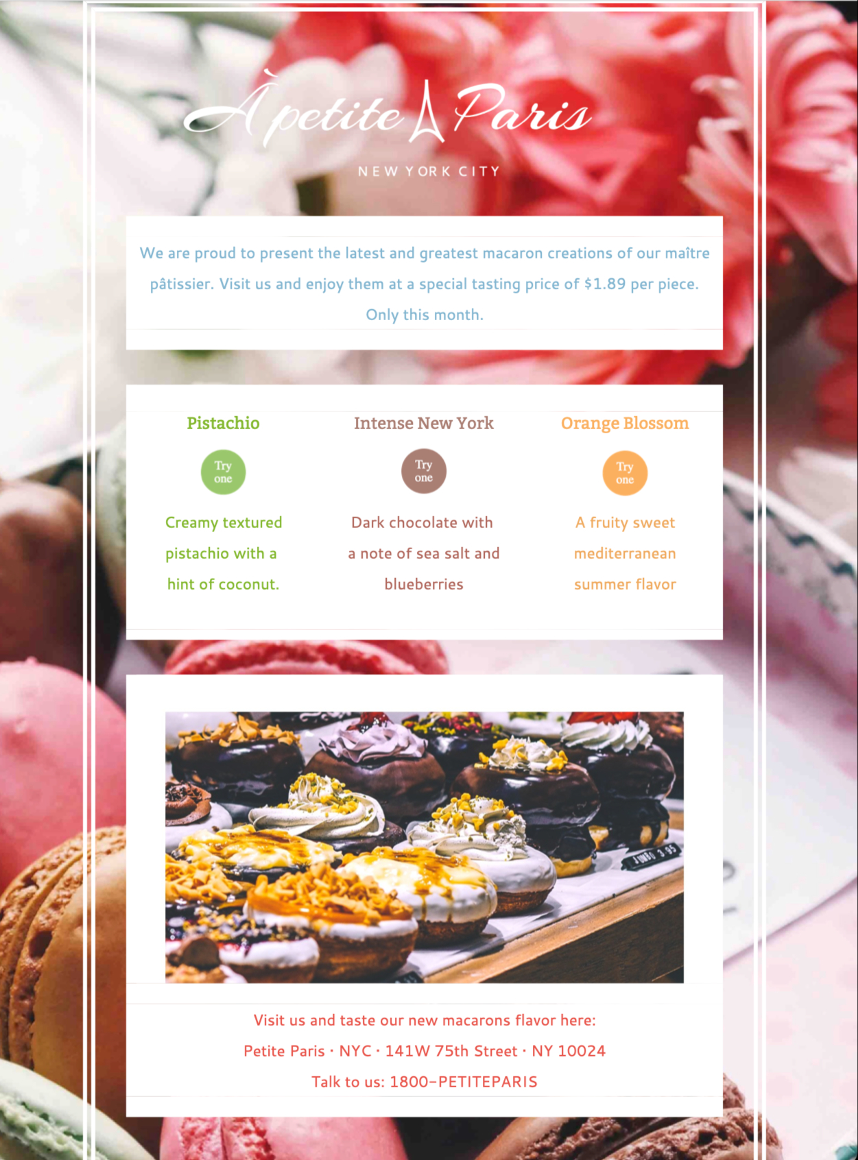 Petite Paris HTML email design for bakeries