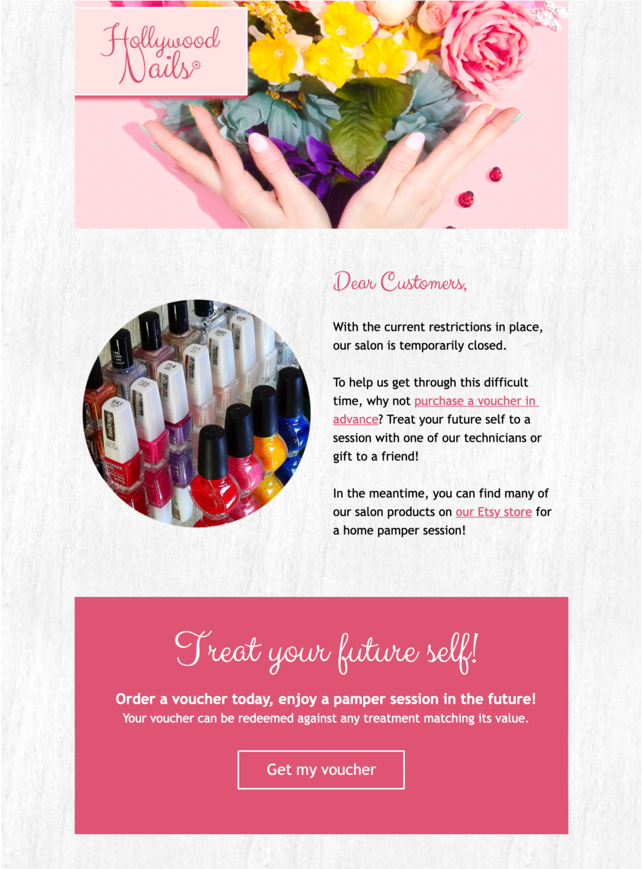Salon Gift Voucher html email template for independent salon businesses