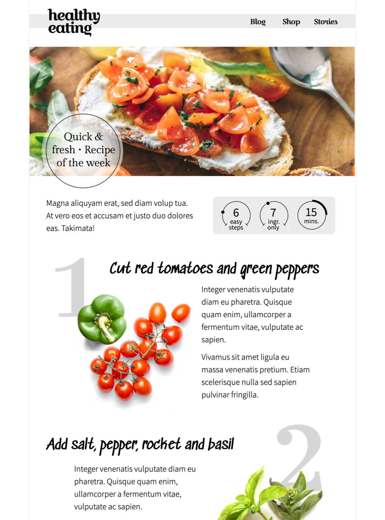 Recipe of the Week HTML email template for food bloggers