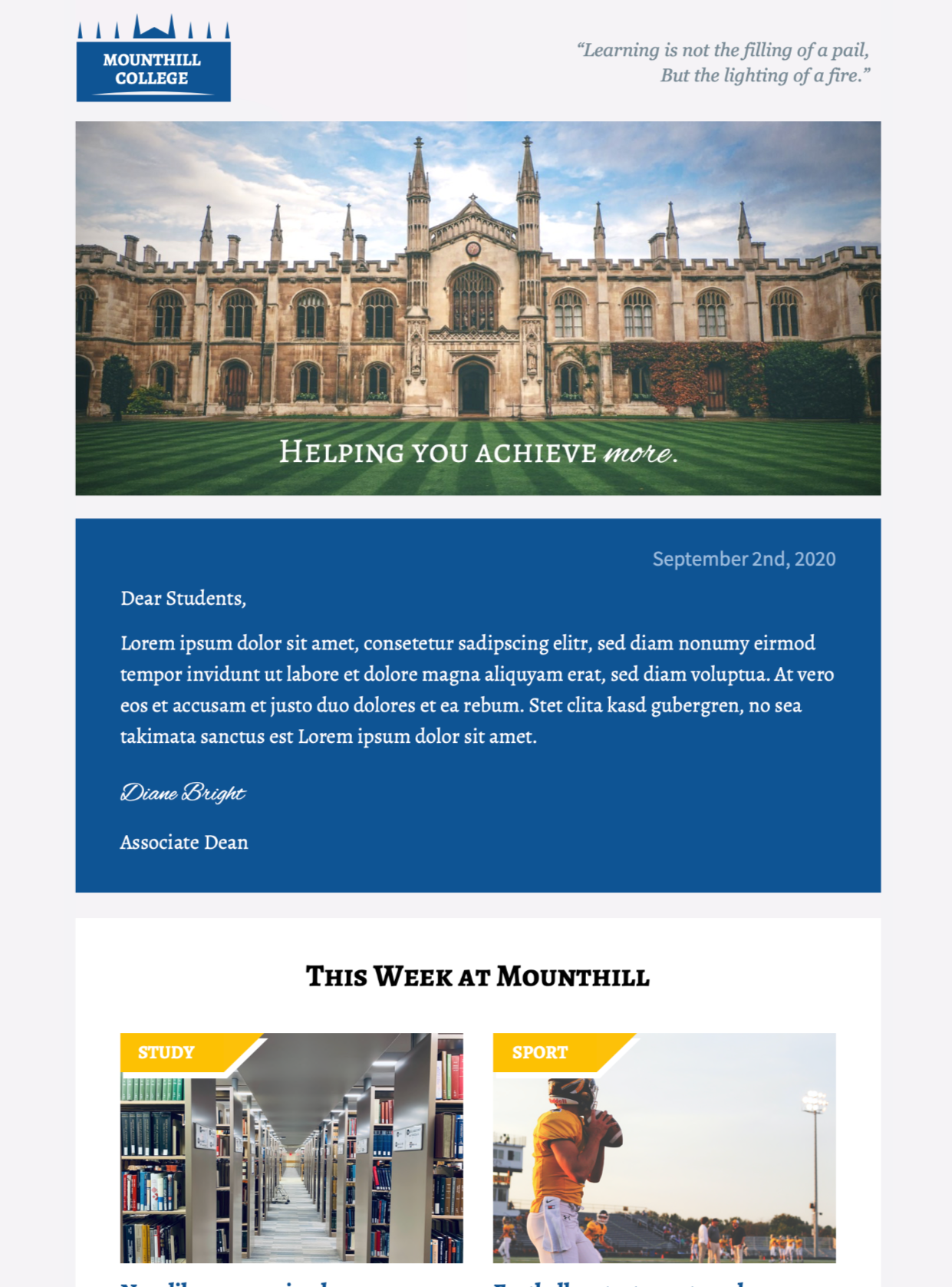 School Newsletter HTML email template for school newsletters