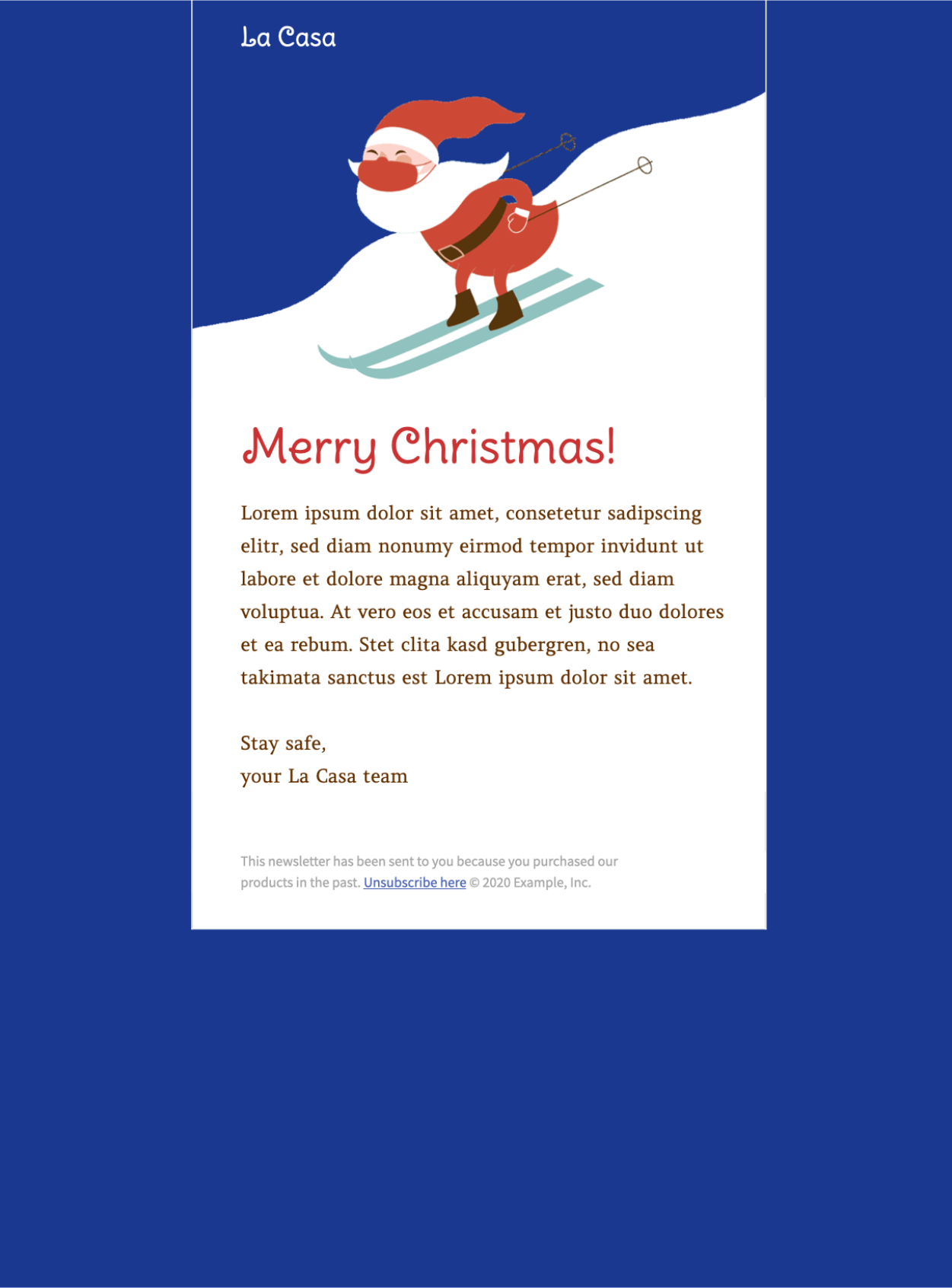 Skiing Santa Animated Christmas email design