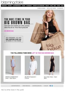 Bloomingdale's abandoned cart email example