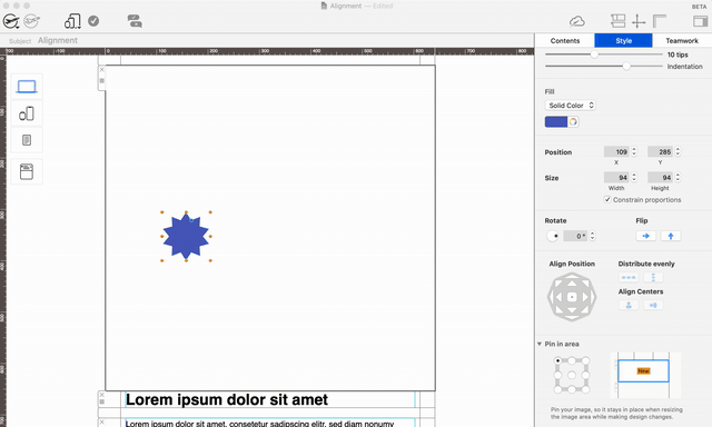 Aligning a shape top and centre