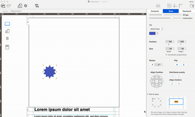 Shifting a shape to the top of the layout