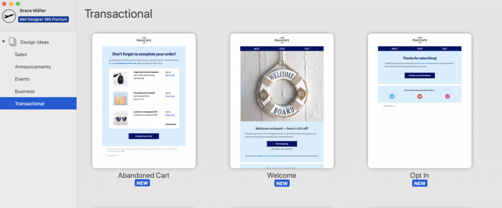 Transactional templates in Mail Designer 365