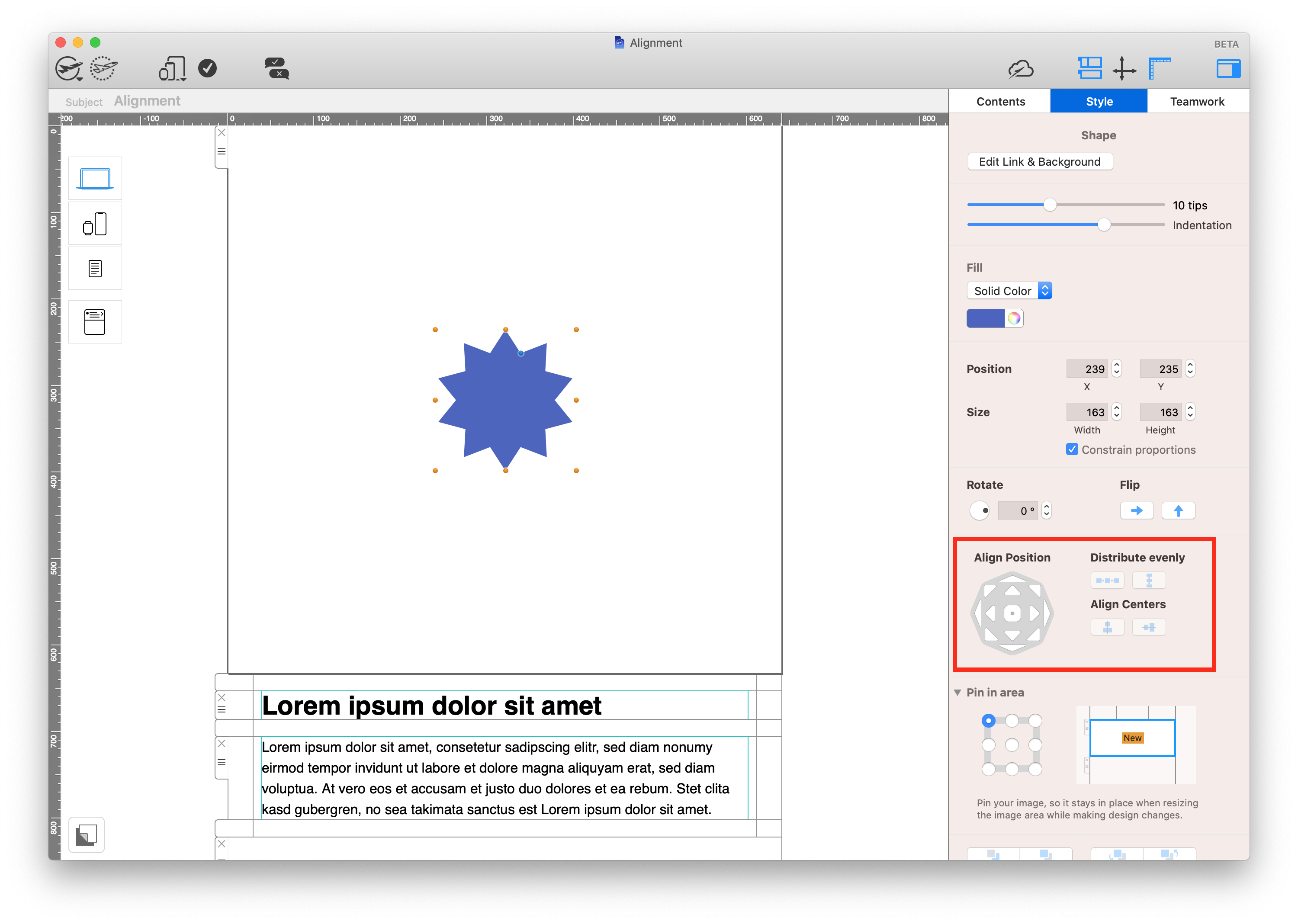 Mail Designer 365 alignment tools