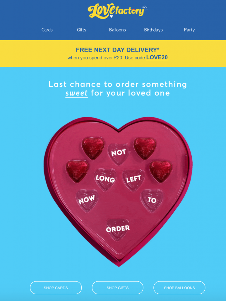 Valentine's Day email by Card Factory