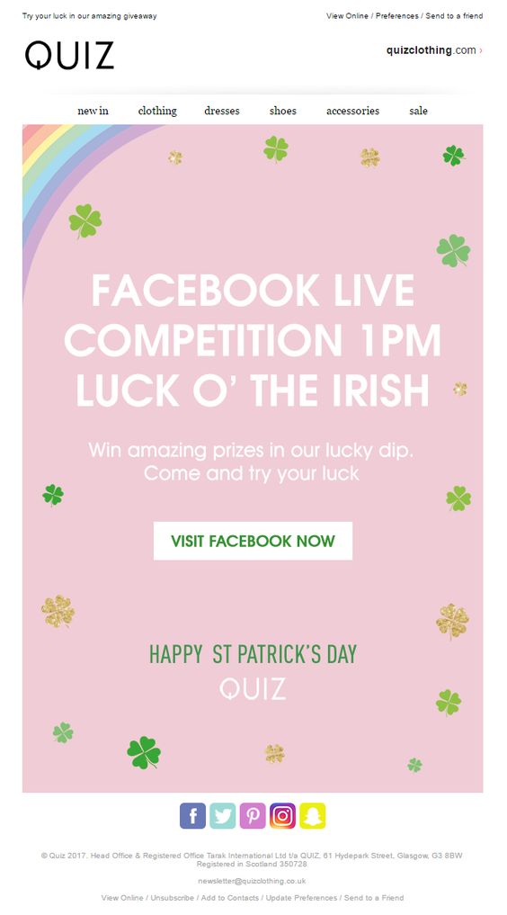 St Patrick's Day email by Quiz