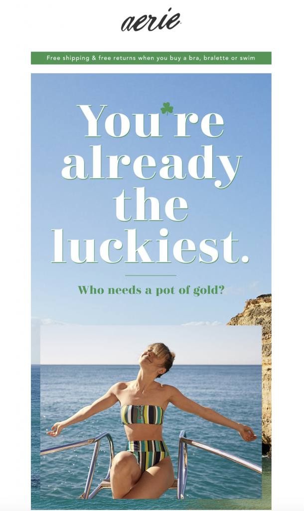 St Patrick's Day email by Aerie