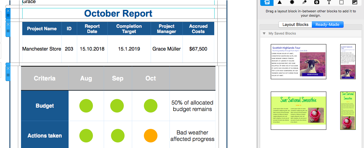Creating Project Status Reports using HTML Tables - Mail Designer ...