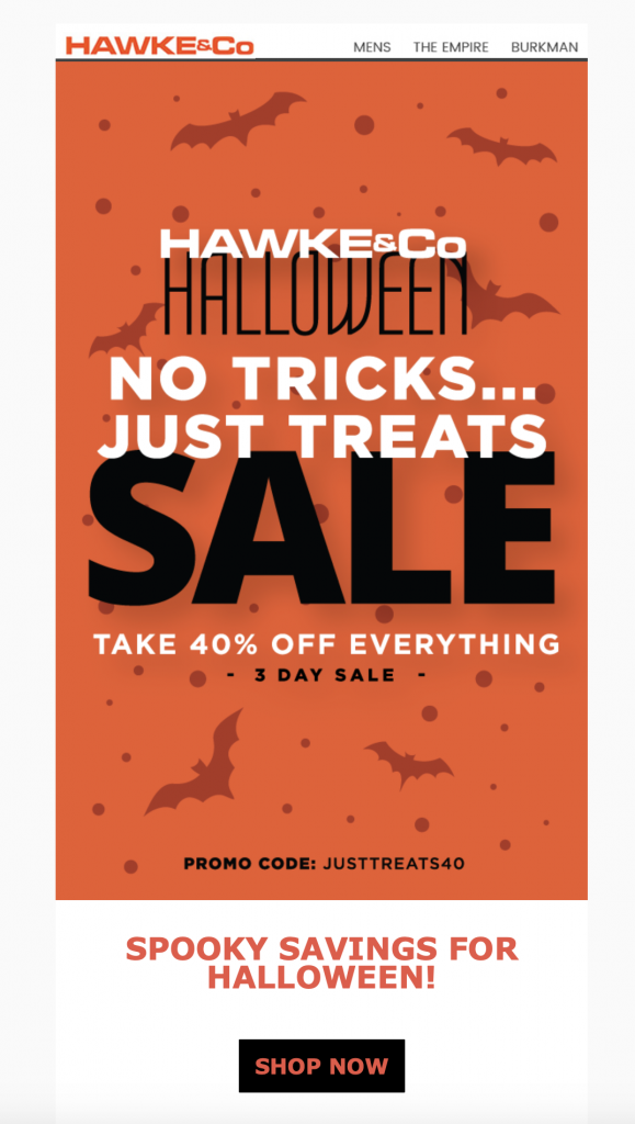 Halloween email design by Hawke & Co