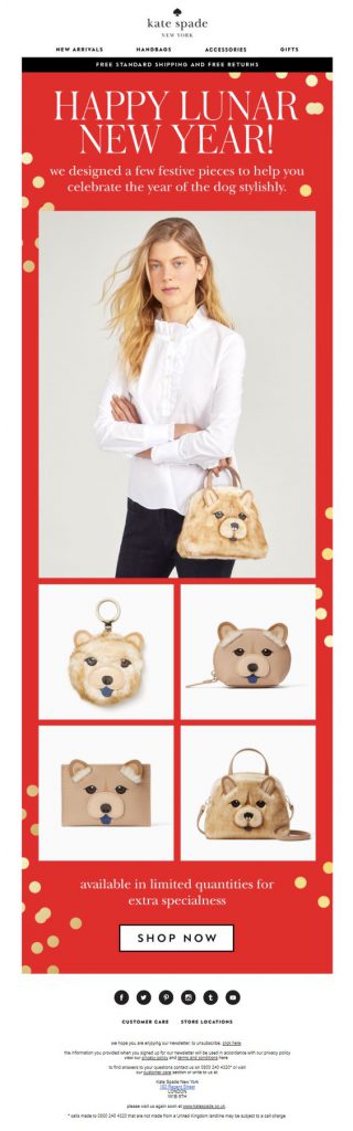 Chinese New Year email campaign by Kate Spade