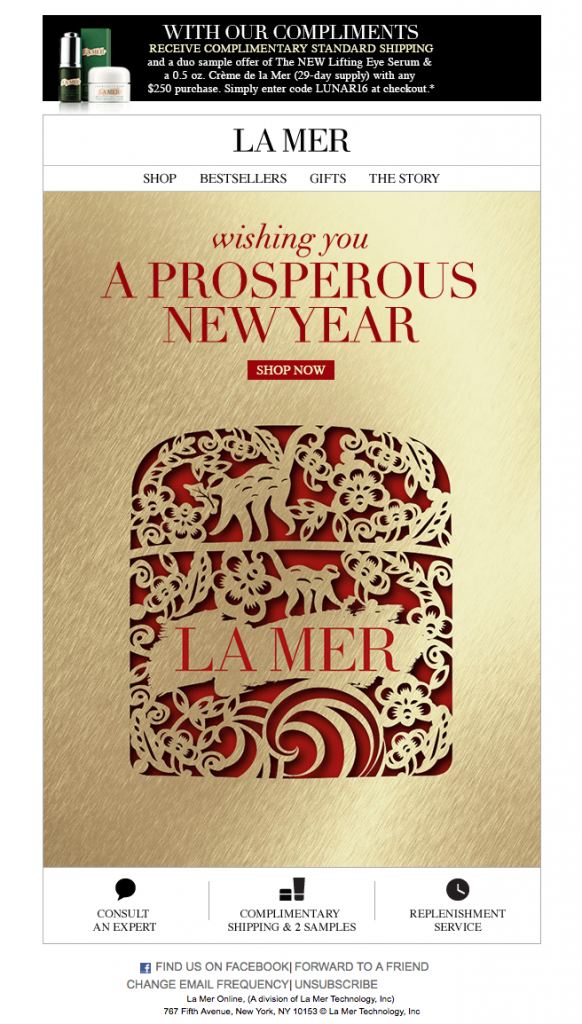 Chinese New Year email marketing campaign by La Mer