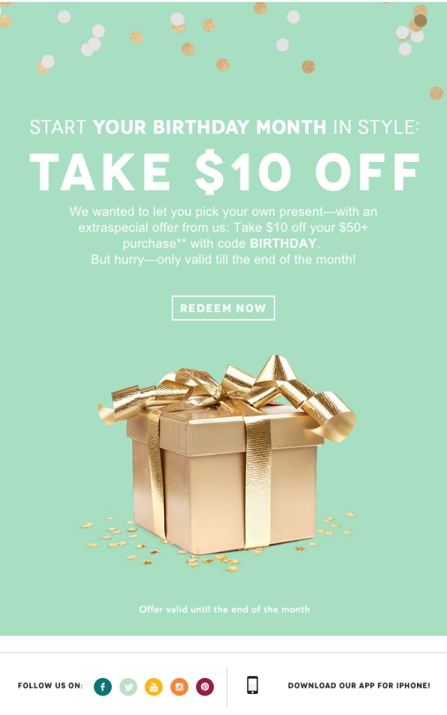 Birchbox happy birthday email design