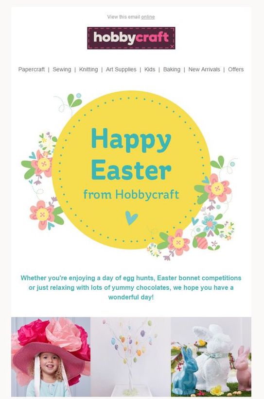 Happy Easter message by Hobbycraft