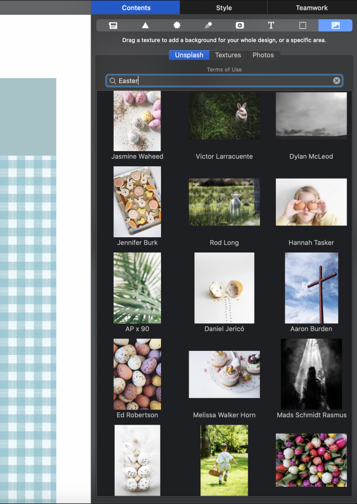 Searching for Easter stock images in Unsplash