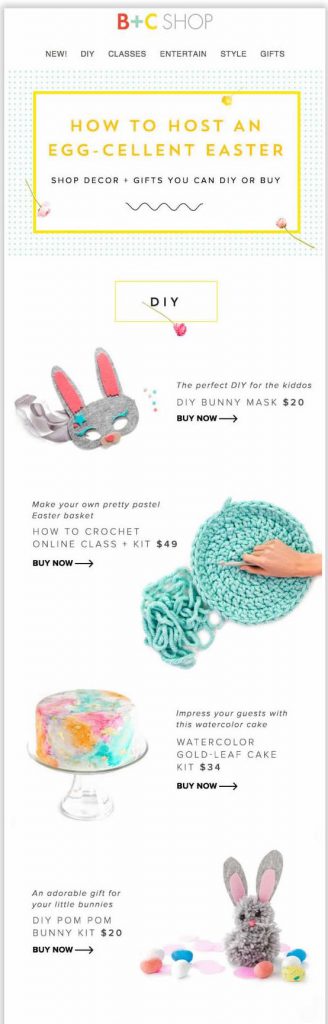 Easter email design by B + C