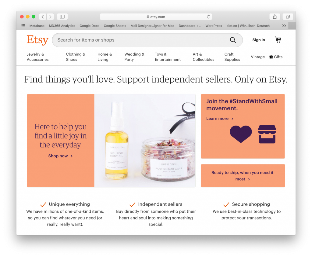 Etsy as a small business tool for independent sellers