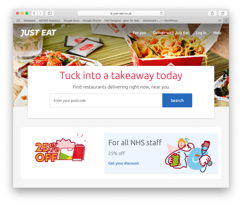 Just Eat as a small business food delivery tool