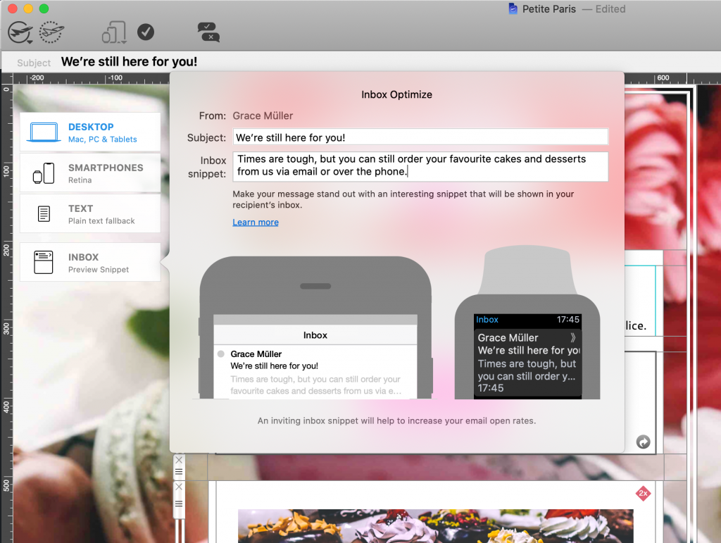 Inbox preview tool in Mail Designer 365