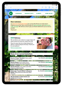 Florist email template in Mail Designer 365