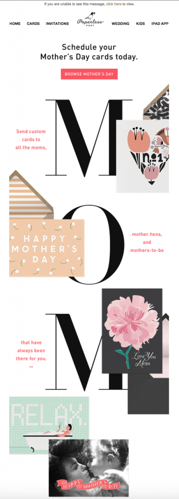 Mother's Day email campaign by Paperless Post