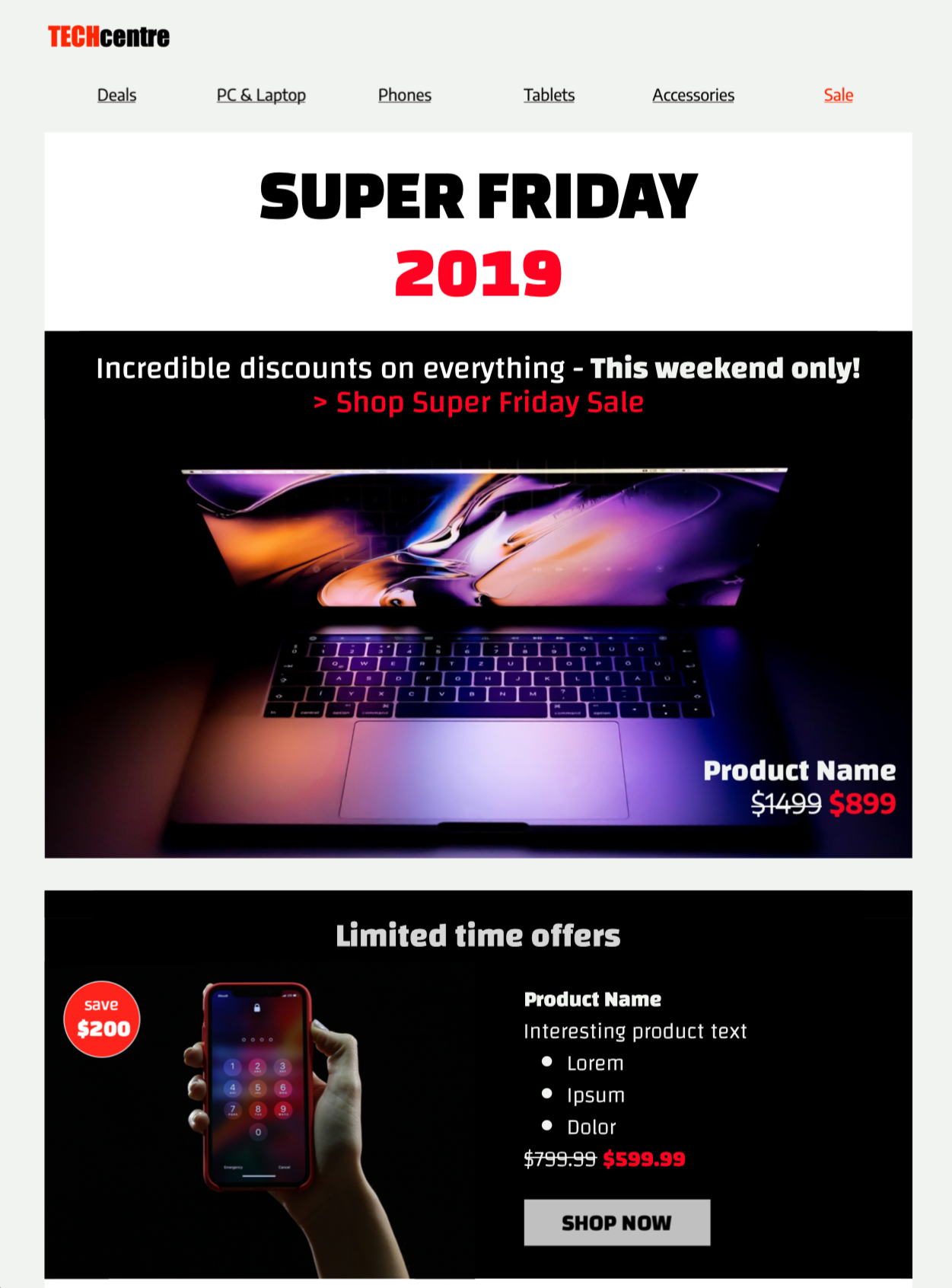 Black Friday email template for sales