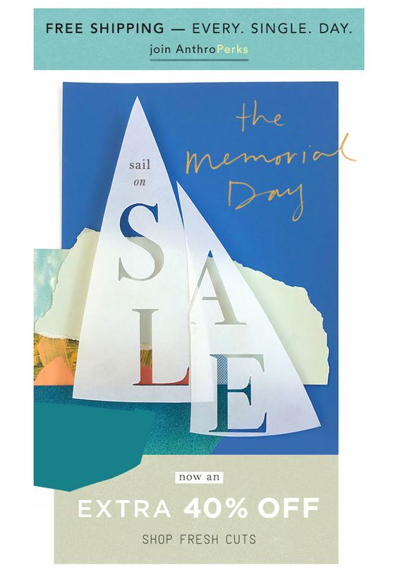 Memorial Day email campaign by Anthropologie