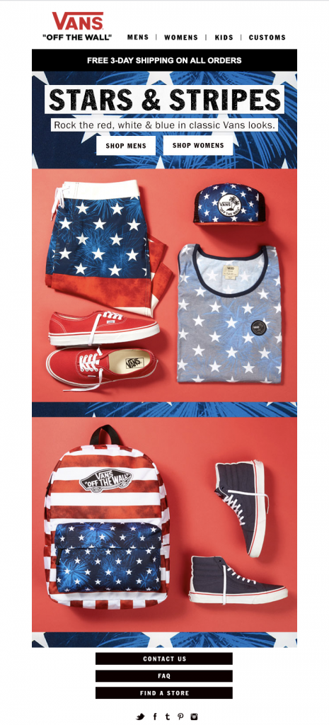 Memorial Day email campaign by VANS