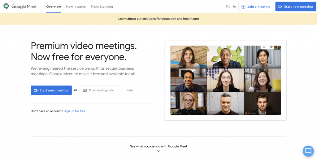 Google Meet online video meeting software