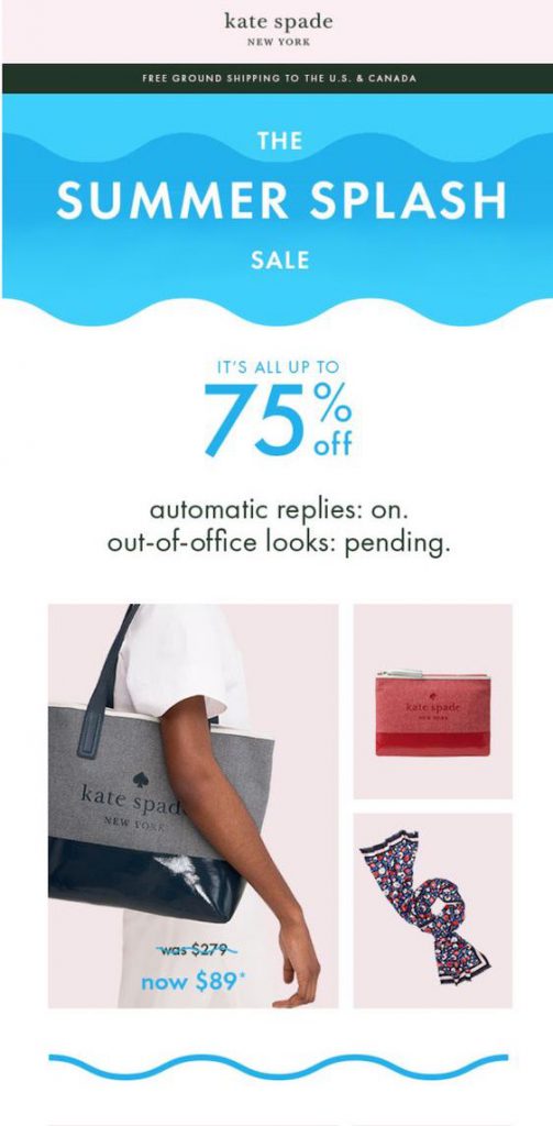 Memorial Day email campaign by Kate Spade