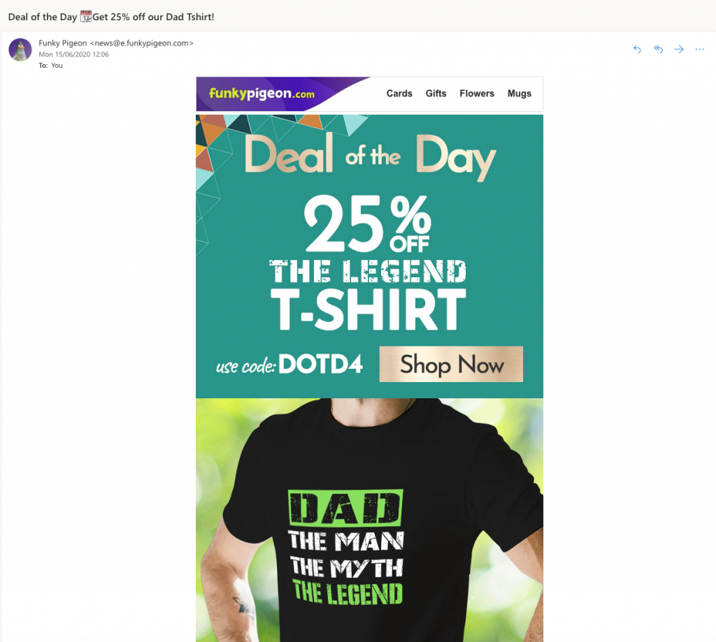 Father's Day email newsletter