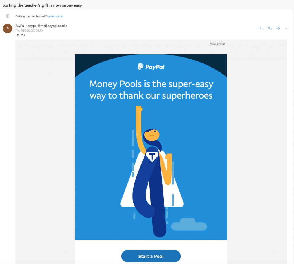 Email campaign by PayPal