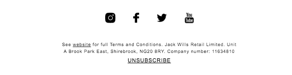 Email disclaimer example by Jack Wills