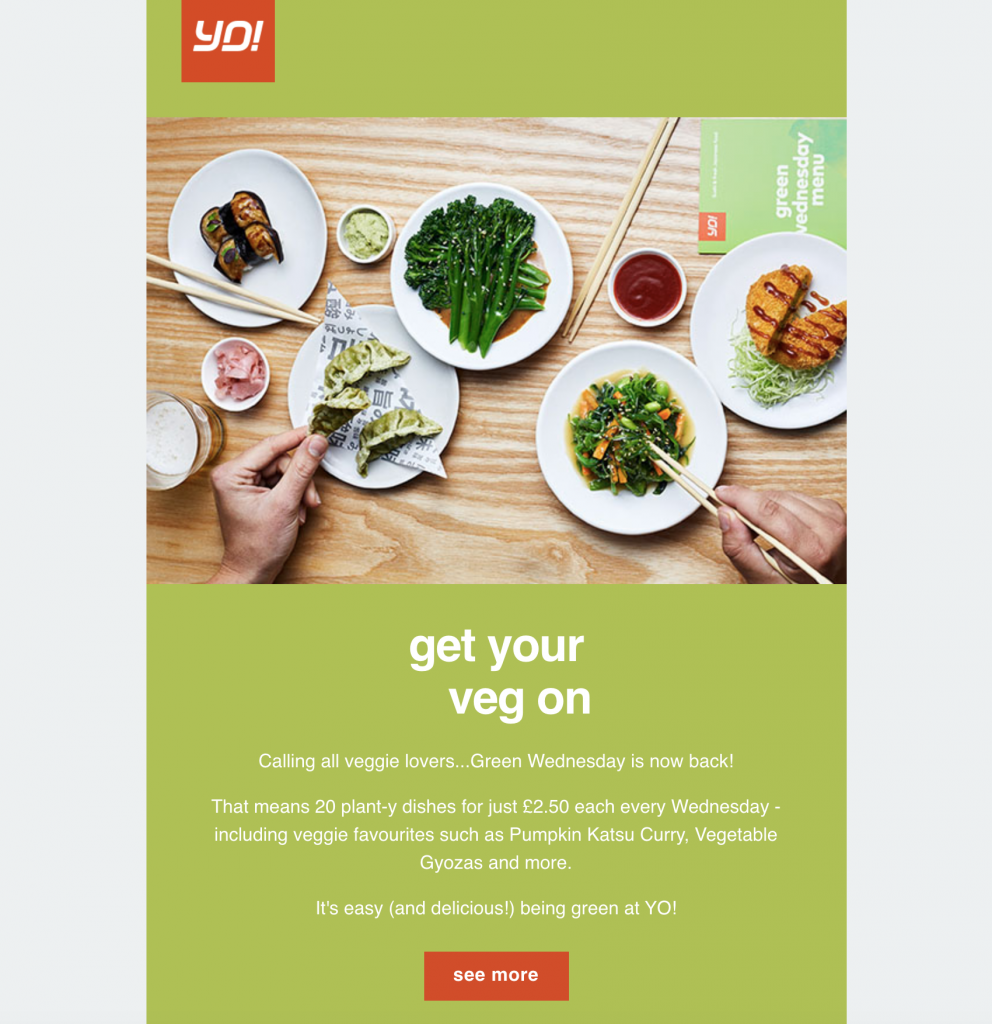 email announcement by YO! Sushi