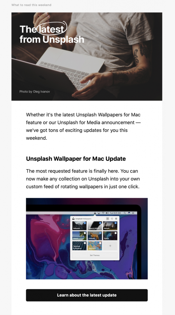 Email newsletter by Unsplash