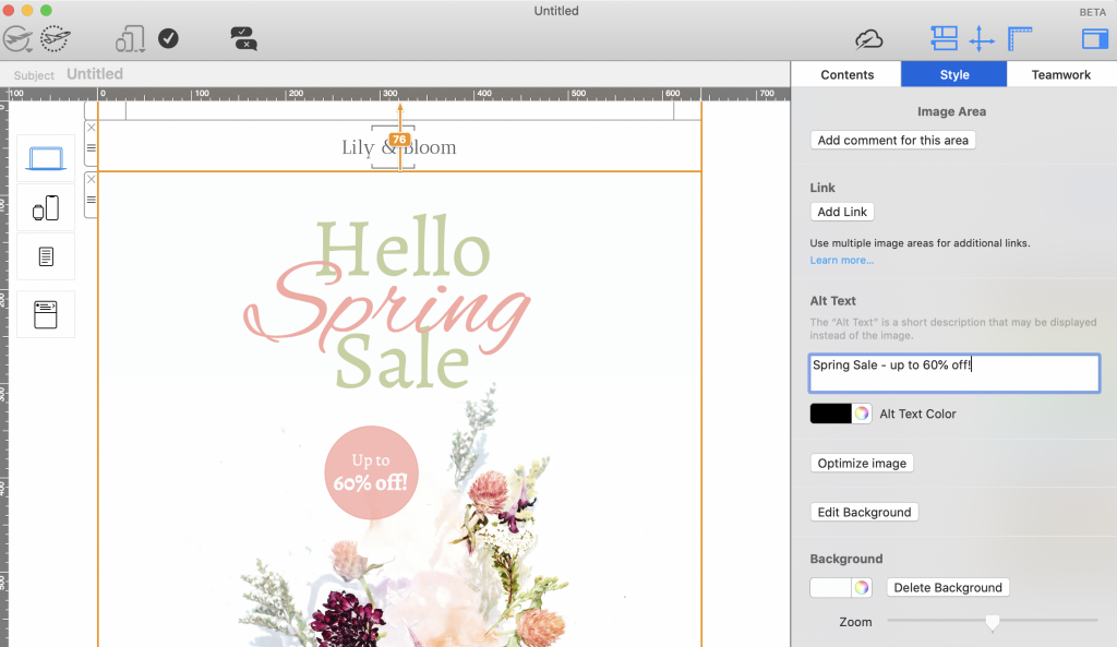 Adding alt text to image areas in Mail Designer 365