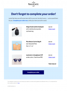 HTML email template for abandoned cart emails