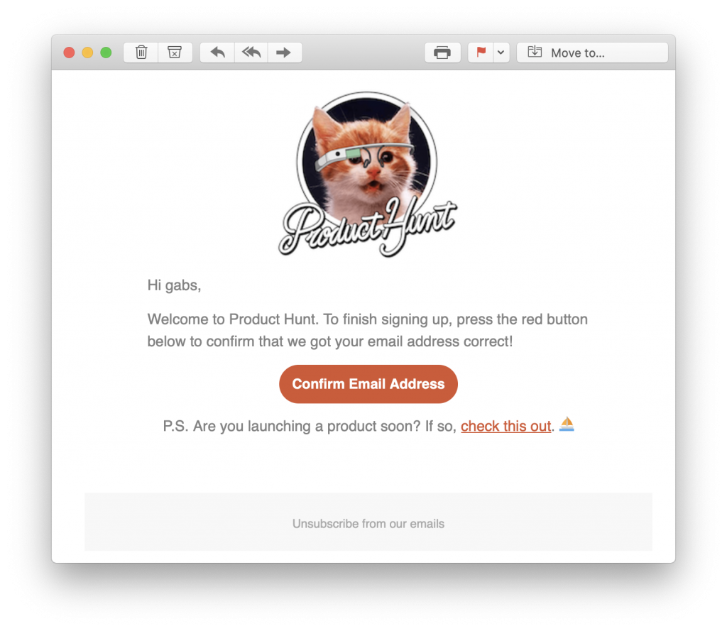 Opt in email by Product Hunt
