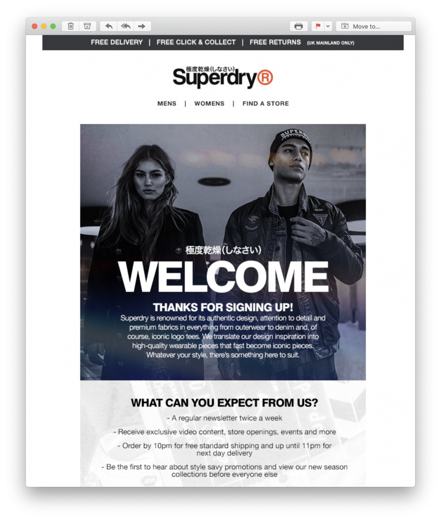 Superdry welcome email