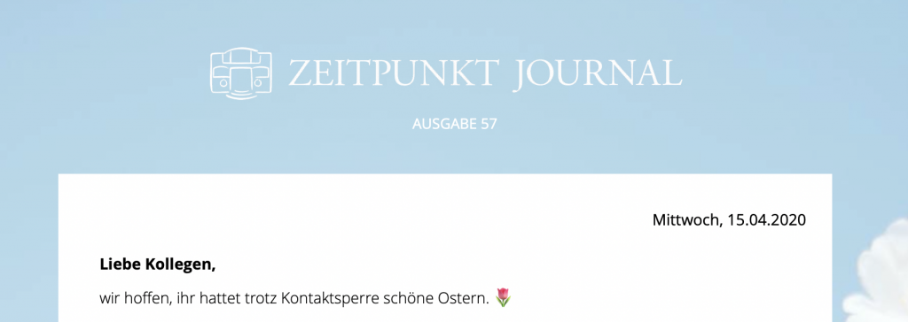 Headerblock in einem internen Newsletter