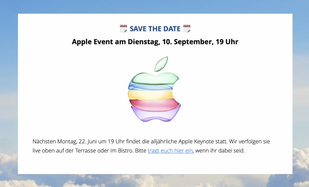 Event-Ankündigung im internen Newsletter